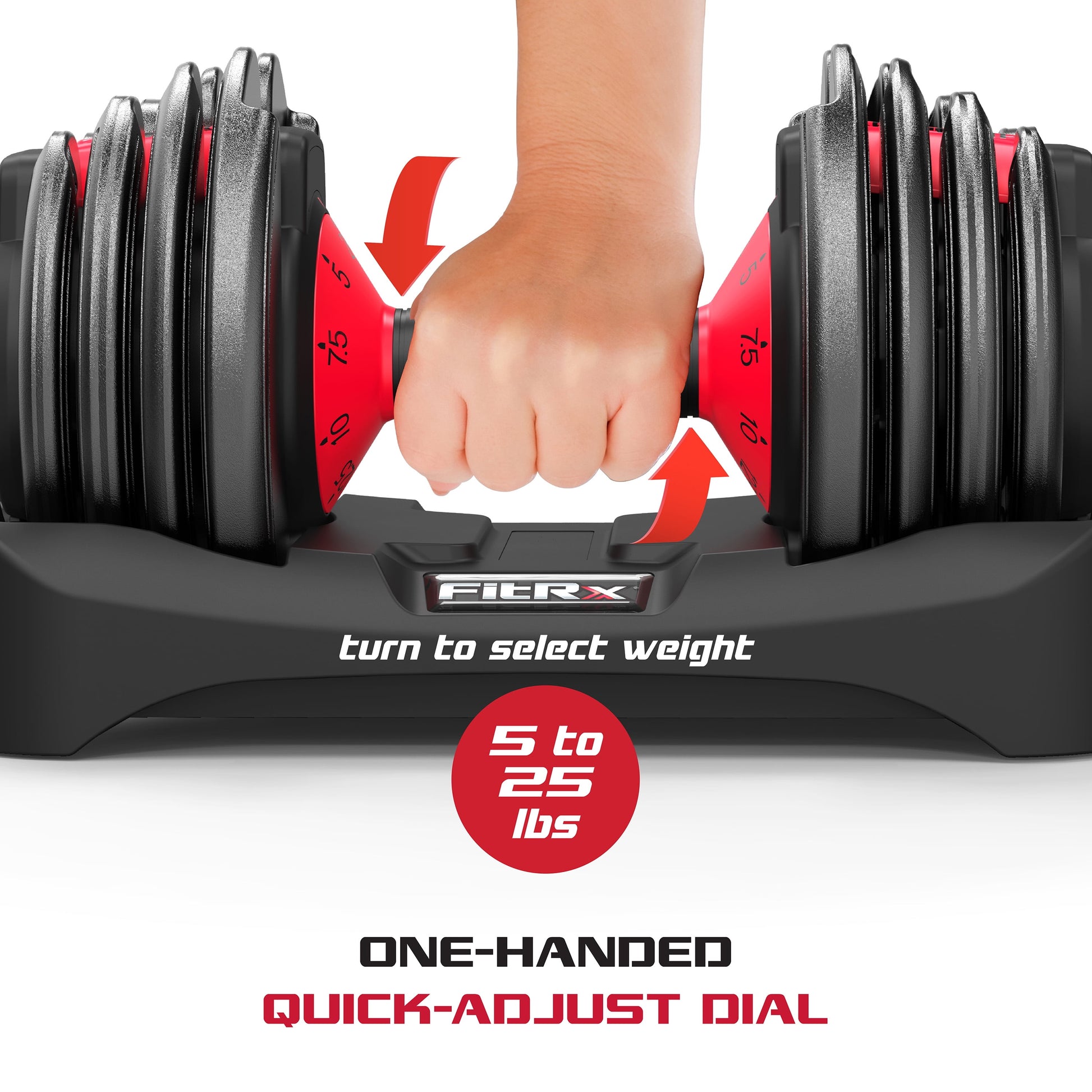 Smartbell, 25Lbs. Quick-Select 9 in 1 Adjustable Dumbbell for Home Gym, 5-25Lbs. Weight in 2.5Lbs Increments