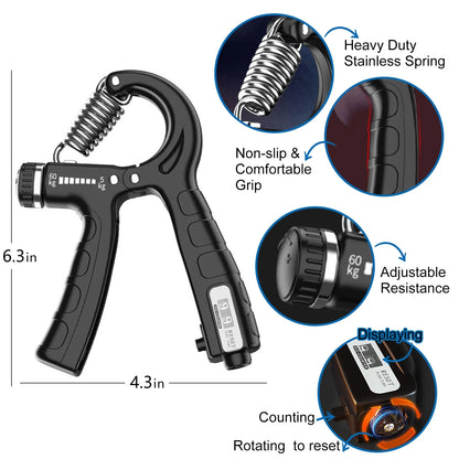 Hand Grip Strengthener 5-In-1, Adjustable Forearm Grip Strength Trainer for Finger Wrist, Blue